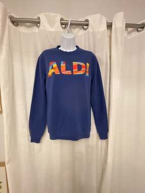 ALDI Gear Retro Logo Navy Blue Crewneck Sweatshirt